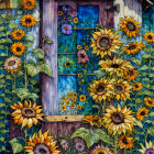 Colorful Stained Glass Artwork: Garden Shed & Sunflowers