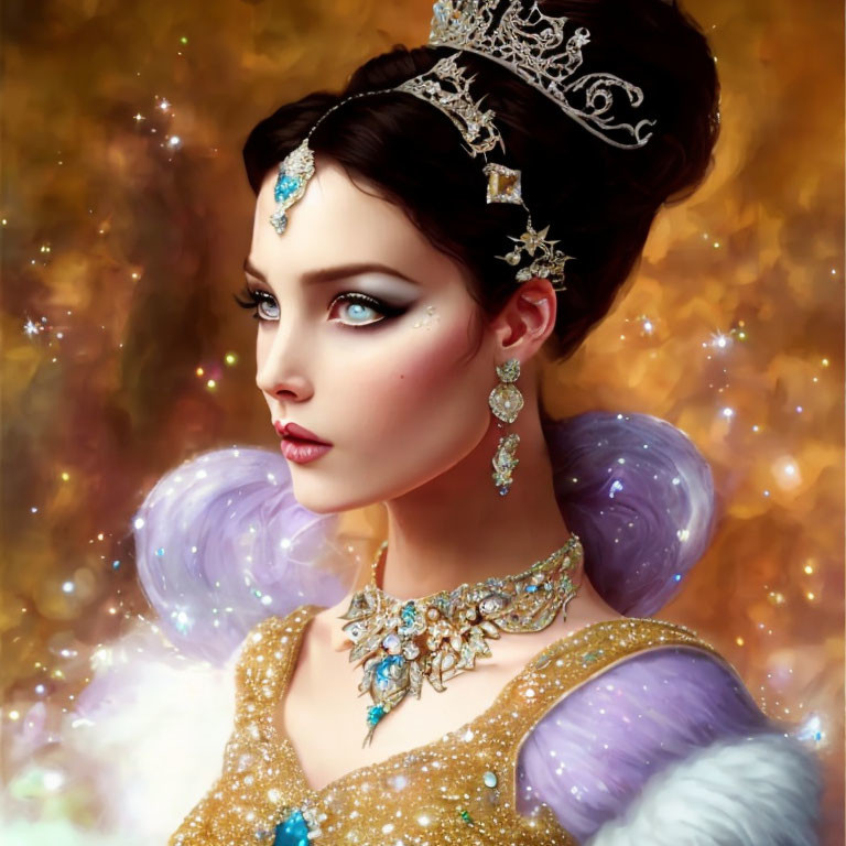 Elaborate Crowned Woman in Digital Painting