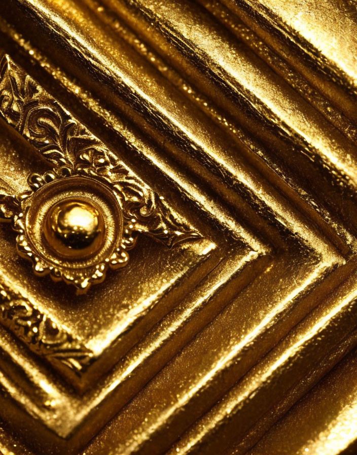 Detailed Golden Textured Surface with Ornate Embossed Details