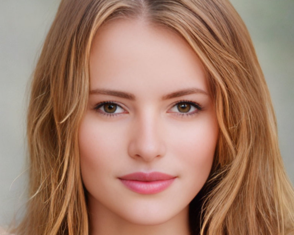 Blonde Woman Portrait with Soft Brown Eyes and Light Makeup