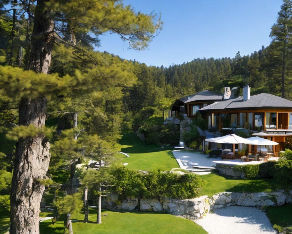 Spacious House Surrounded by Pine Trees and Outdoor Pool