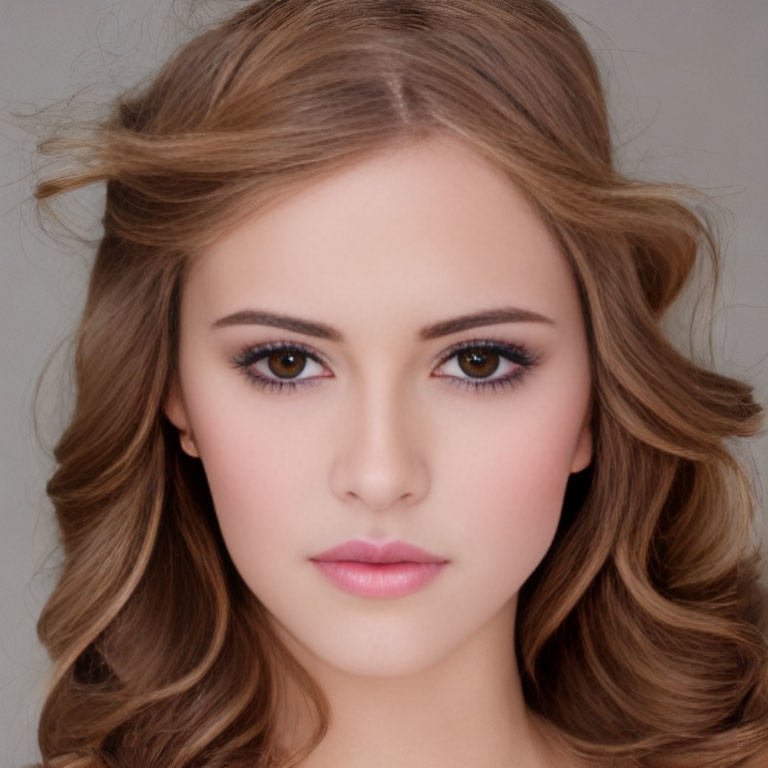 Portrait of a woman with wavy hair and colorful makeup