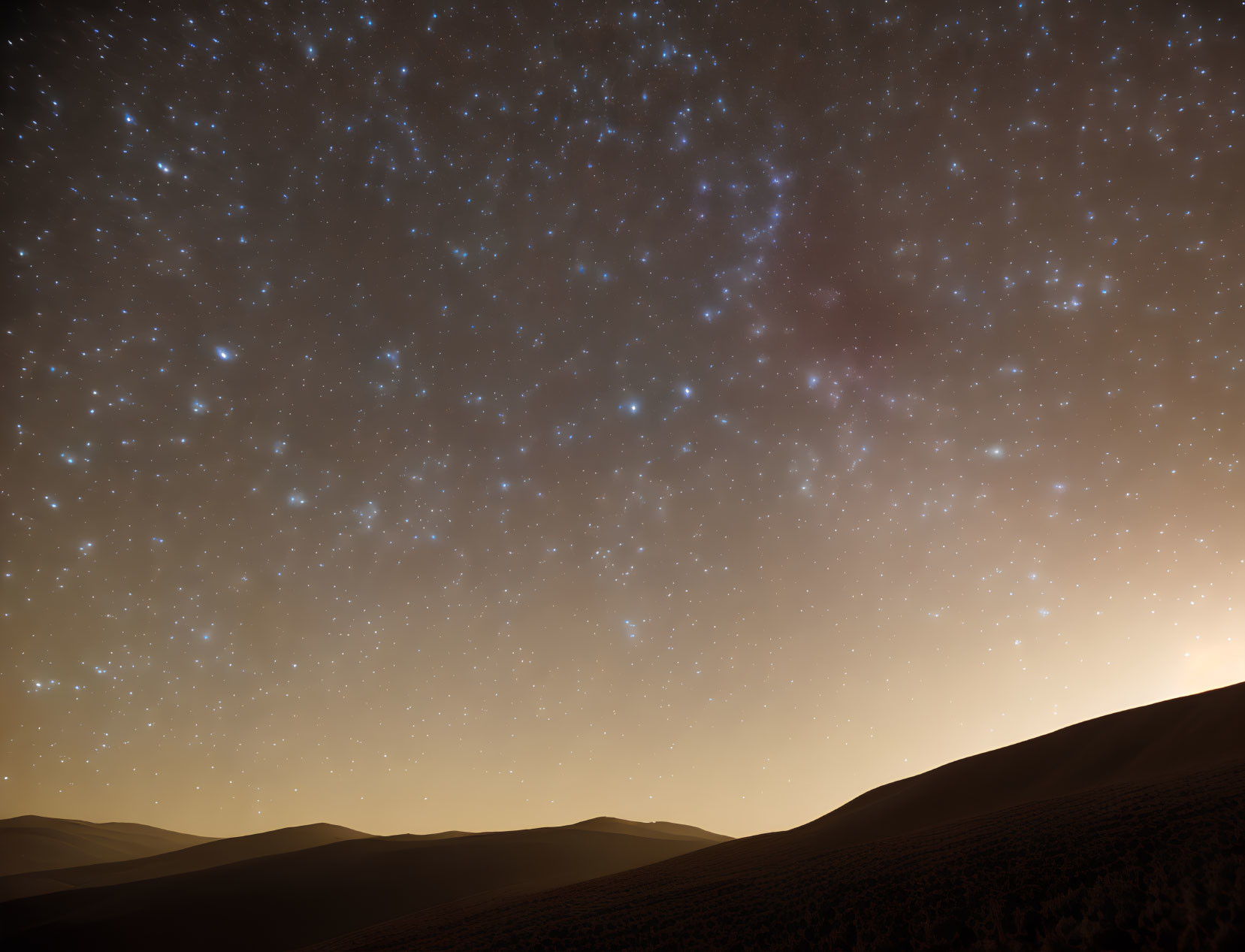 Tranquil Starry Night Sky Over Golden Sand Dunes