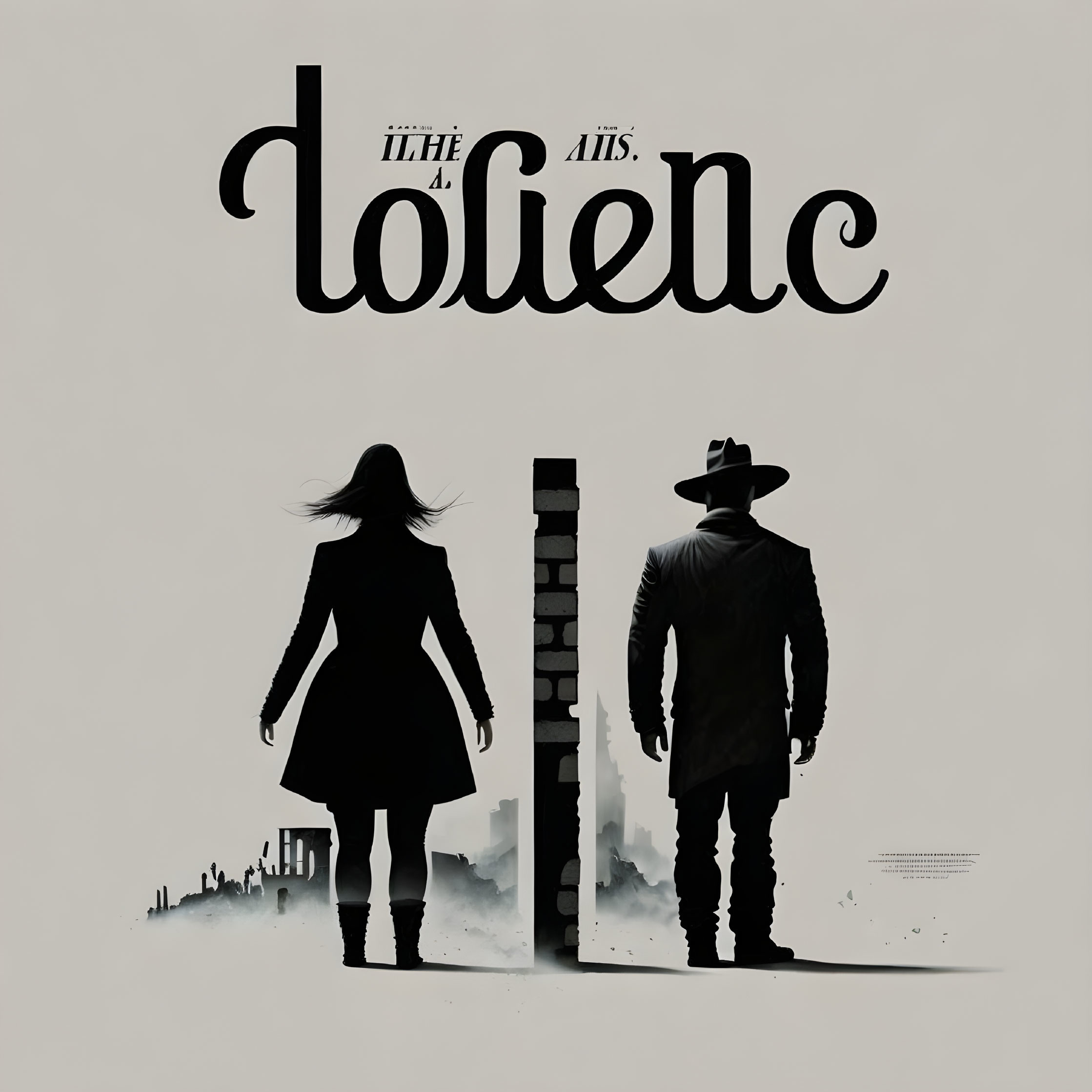 Silhouette graphic poster with male and female divided by brick wall and "tolerance" text