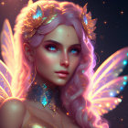 Ethereal female figure with butterfly wings and glowing adornments