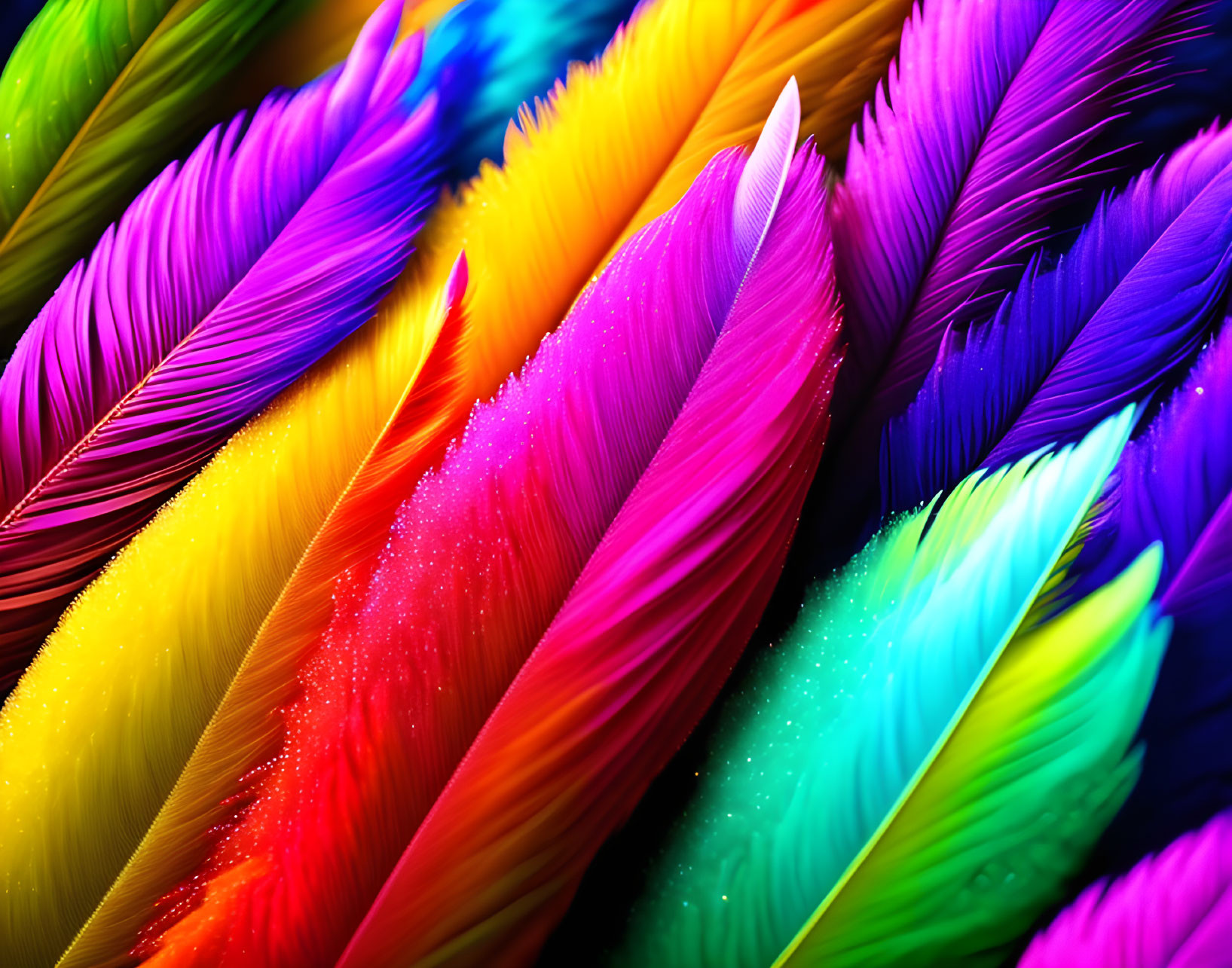 Colorful Feather Diagonal Pattern with Textures and Water Droplets