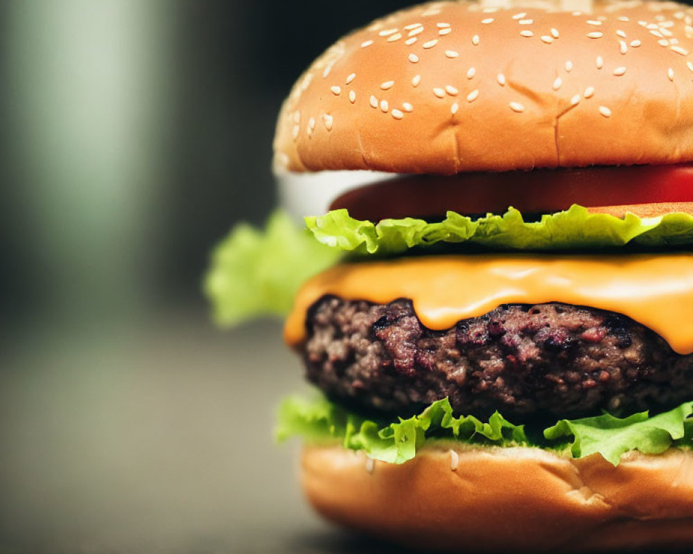 Classic Cheeseburger with Lettuce, Cheese, Beef Patty, and Sesame Bun on Toothpick