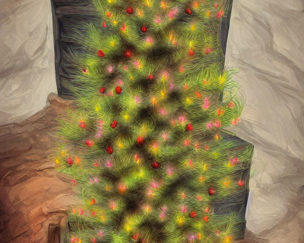 Cowboy hat on decorated Christmas tree with Western holiday theme