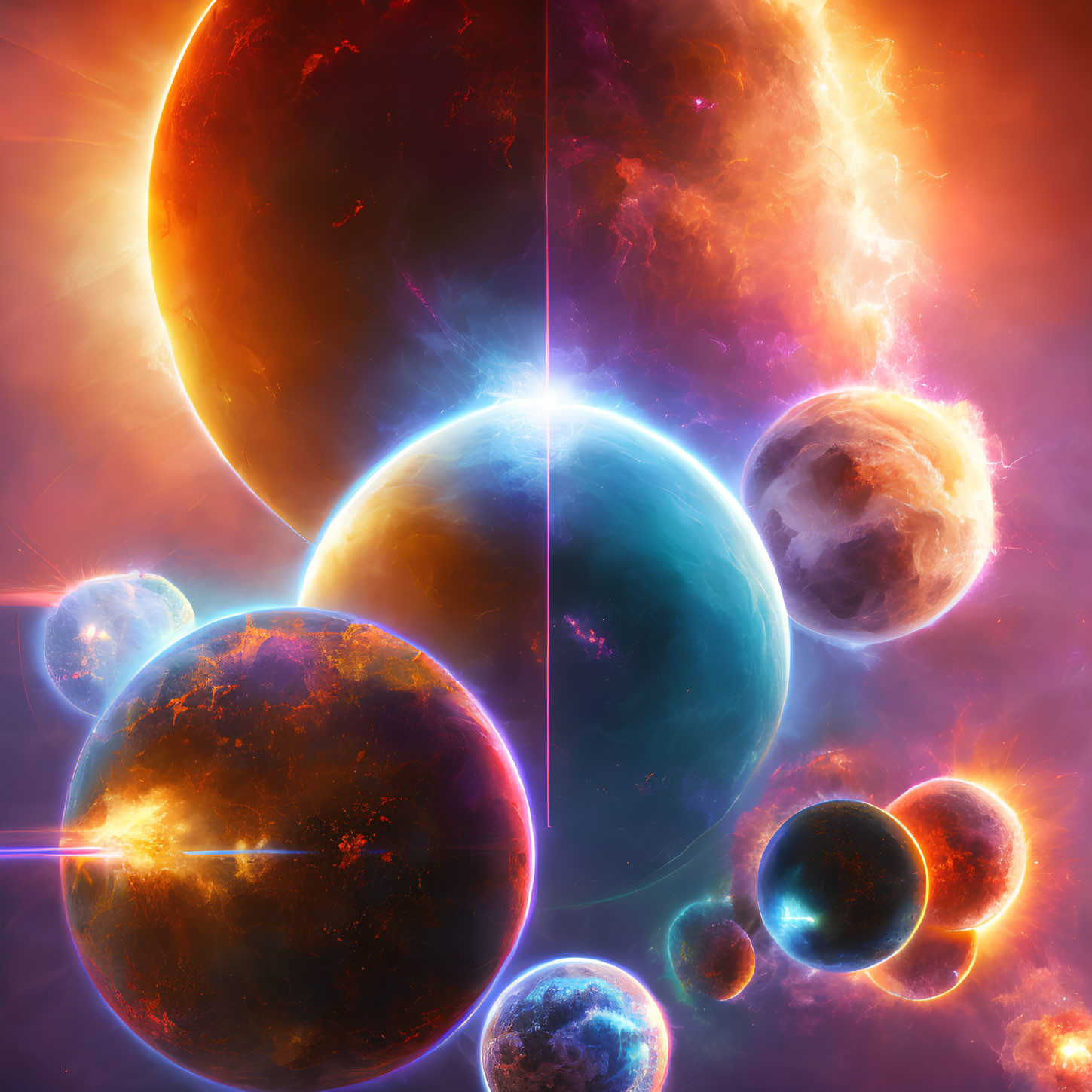 Colorful Planets and Stars in Dynamic Cosmic Scene