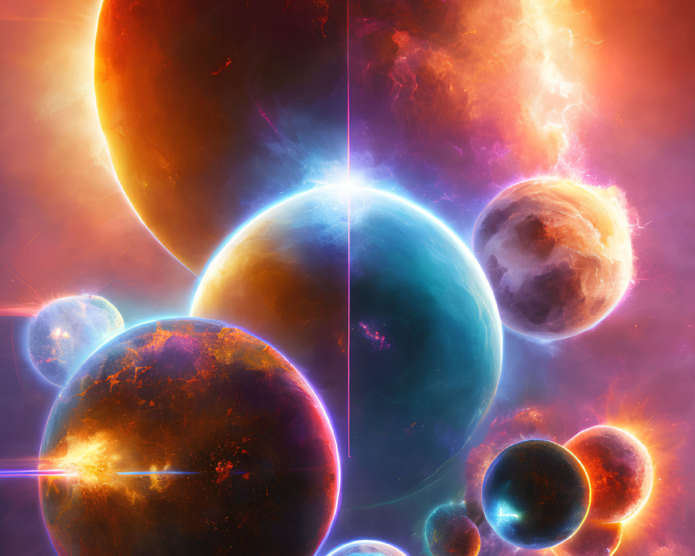 Colorful Planets and Stars in Dynamic Cosmic Scene