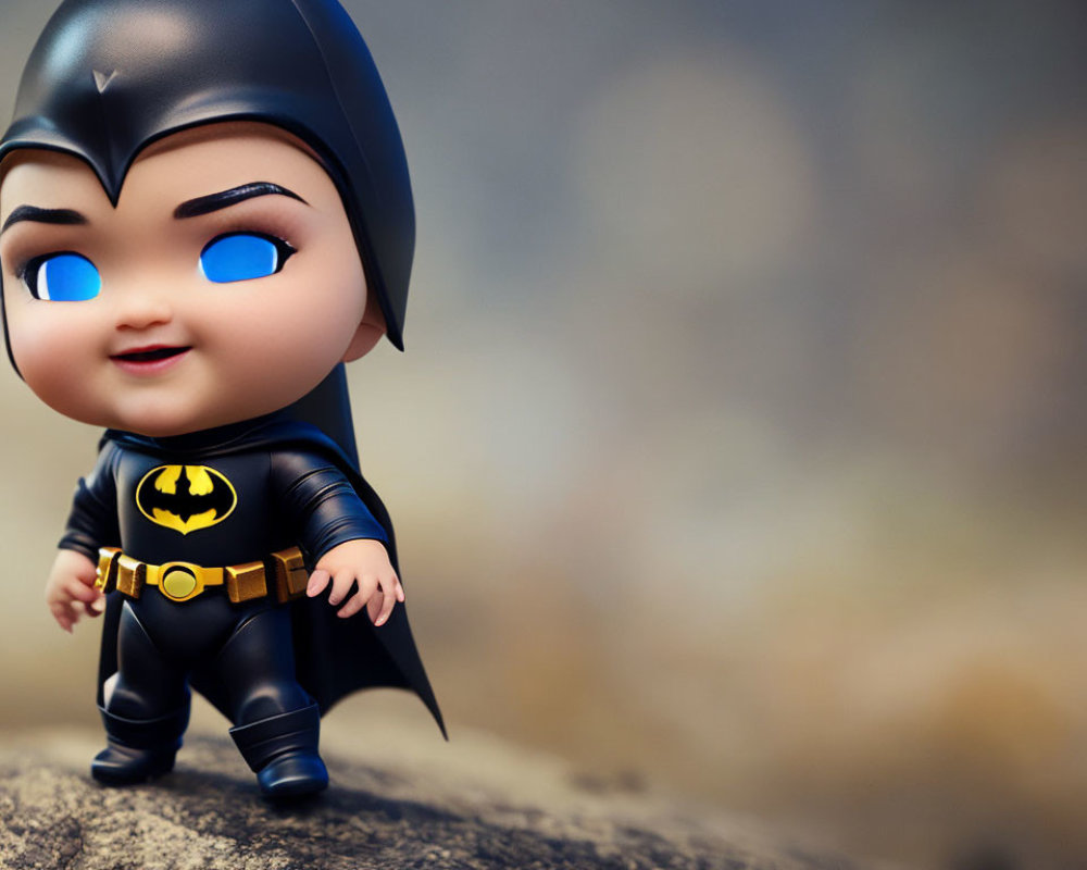 Stylized Batman Figurine in Black-and-Gold Costume