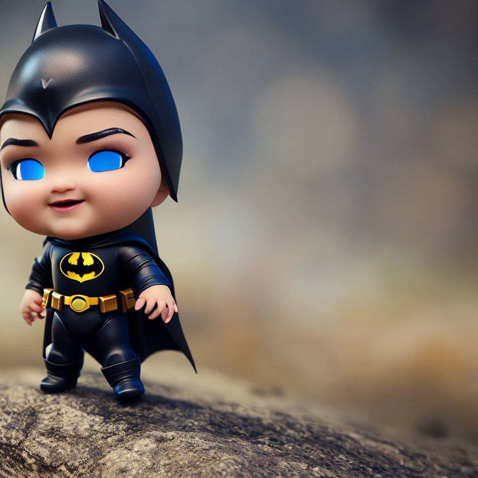 Stylized Batman Figurine in Black-and-Gold Costume