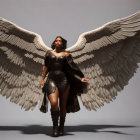 Glittery Outfit and Majestic Wings on Confident Figure