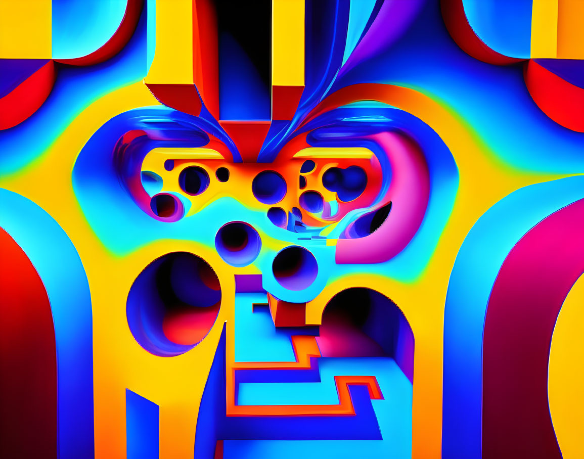 Symmetrical Abstract Digital Artwork with Dynamic Color Palette