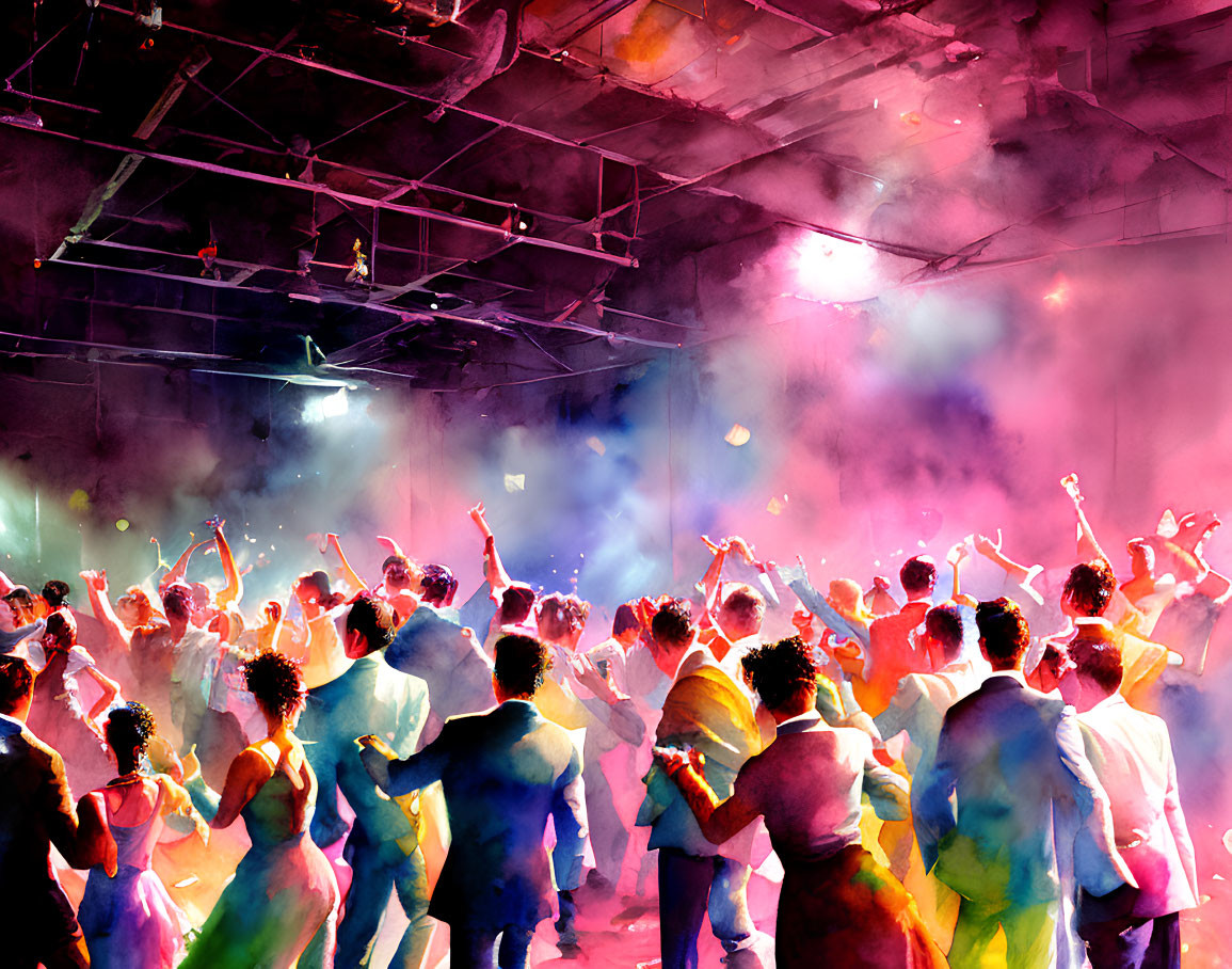 Vibrant Dance Floor Illustration with Colorful Lights