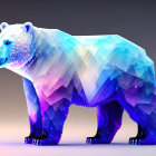 Geometric Polar Bear Artwork with Cosmic Space Theme