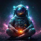 Astronaut in Space with Nebulae and Planets Background