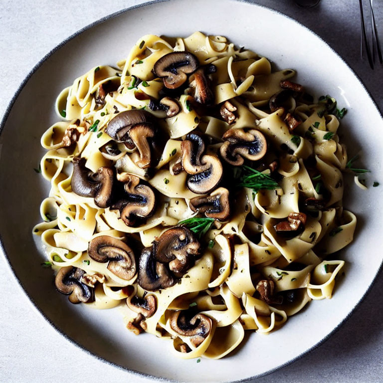 Sautéed Mushroom Egg Noodles with Fresh Herbs