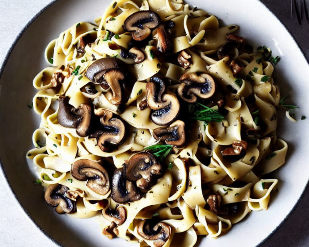 Sautéed Mushroom Egg Noodles with Fresh Herbs