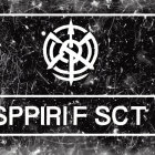 Monochrome image of crosshair symbol with arrows on abstract background and "SPIRIF SCT" text