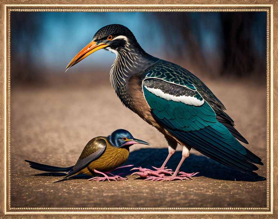 Colorful Birds with Vibrant Plumage in Natural Environment