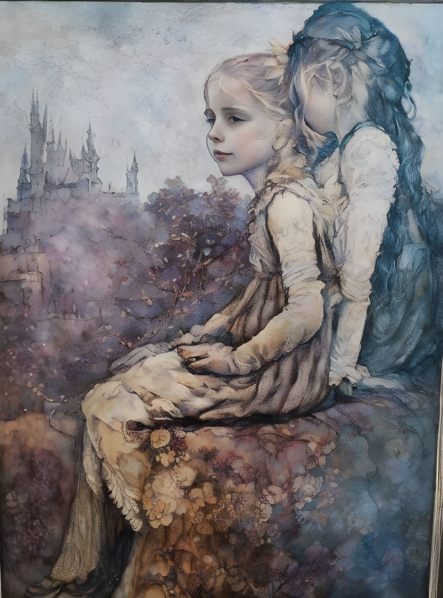 Young girl portrait with reflective imagery in fairytale setting