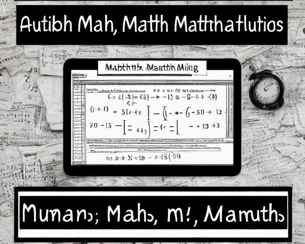 Mathematical Equations Collage with Magnifying Glass and Distorted Fonts