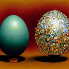 Colorful Patterned Eggs on Warm Background Display Festive Artistry