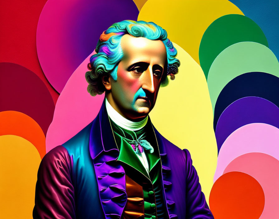 Colorful Modern Interpretation of Classical Figure on Multicolored Background