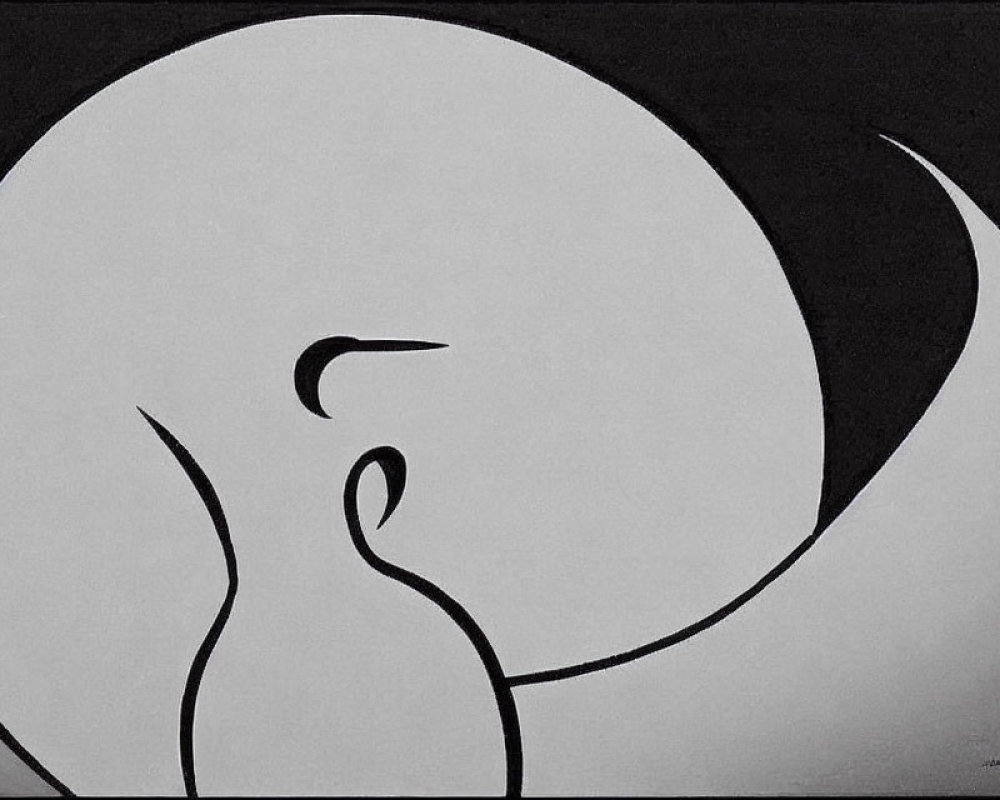 Abstract Elephant Form in Minimalist Black and White Painting