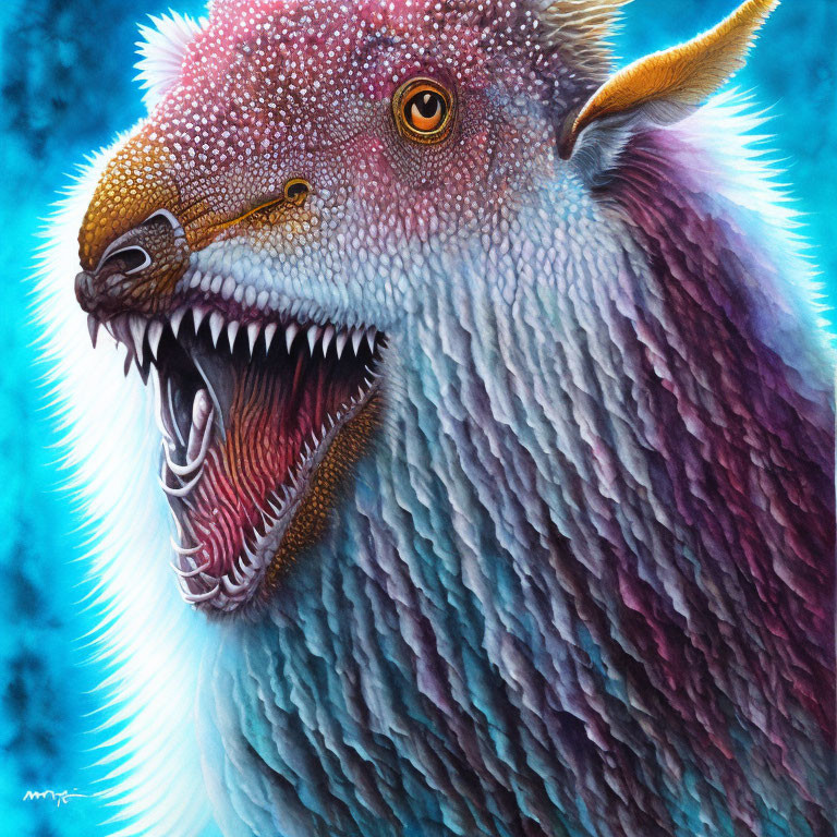 Colorful Fantastical Creature with Blend of Animal Features