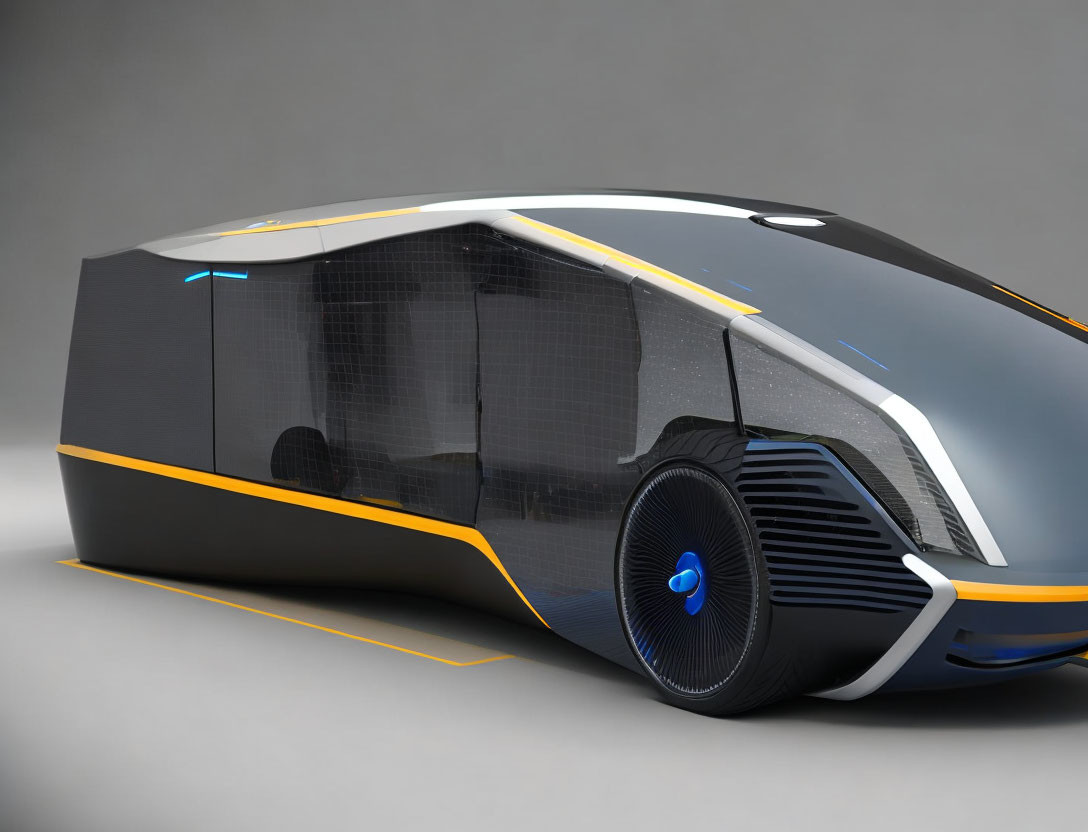 Sleek Blue and Orange Autonomous Vehicle Concept