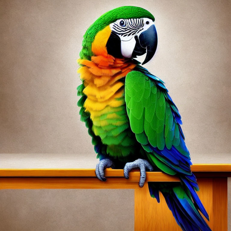 Vibrant Macaw Parrot with Green, Blue, Yellow, and Orange Feathers