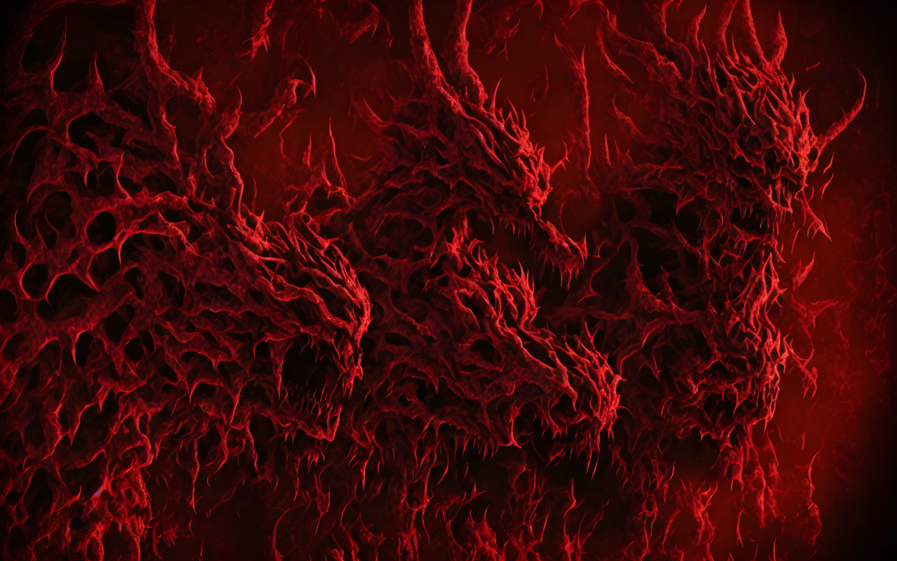 Fiery red abstract background with intricate vein-like patterns.