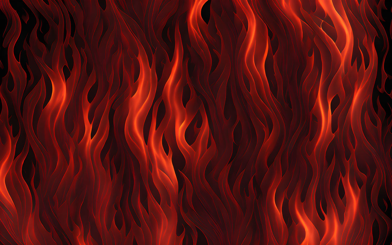 Red and Orange Flames Seamless Pattern on Dark Background