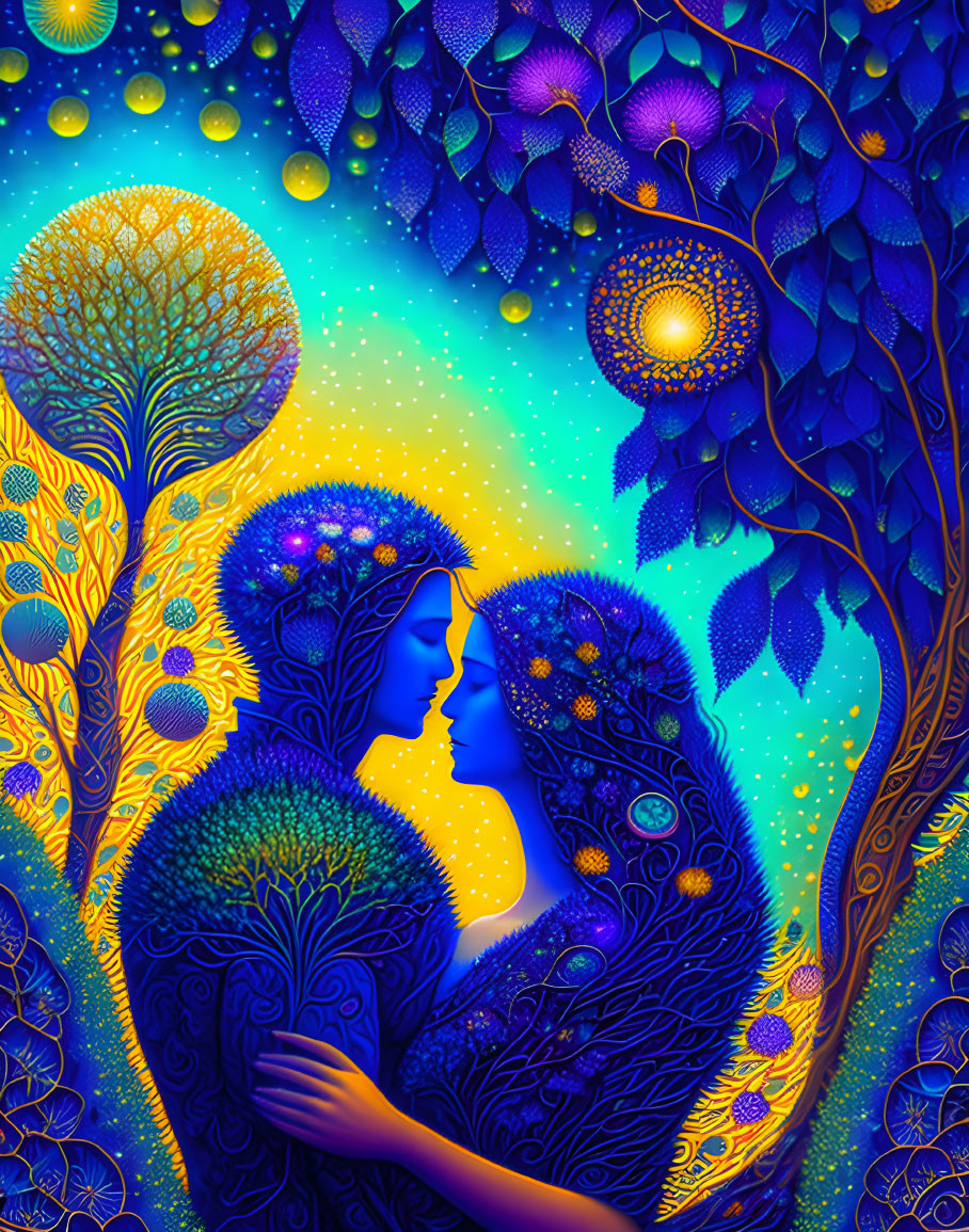 Colorful embrace in nature-inspired artwork