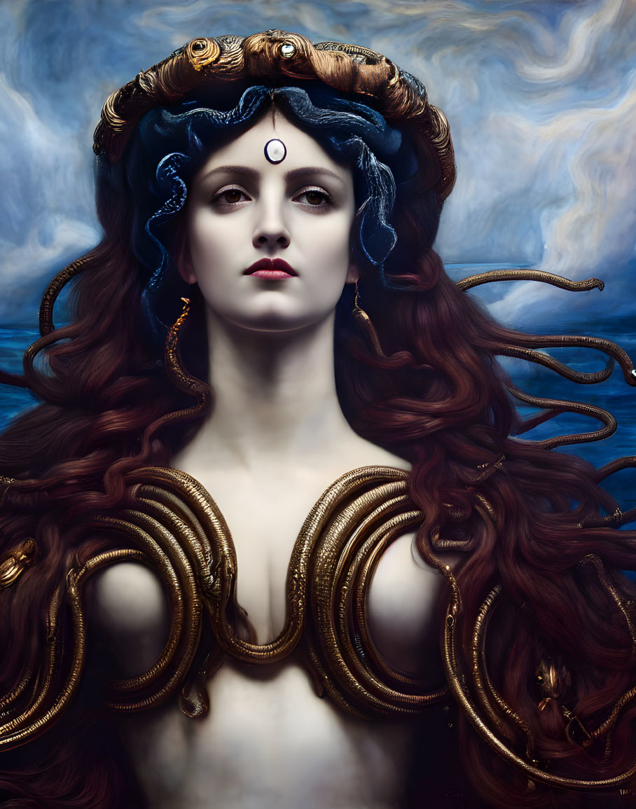 Mythological portrait of a woman with serpents in her hair