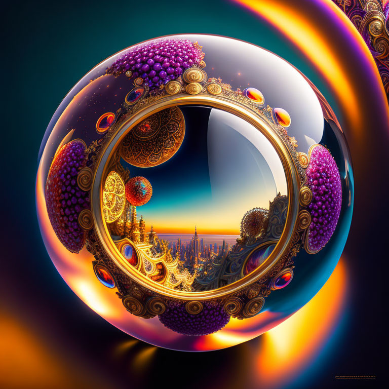 Colorful Surrealistic Digital Artwork of Spherical Structure