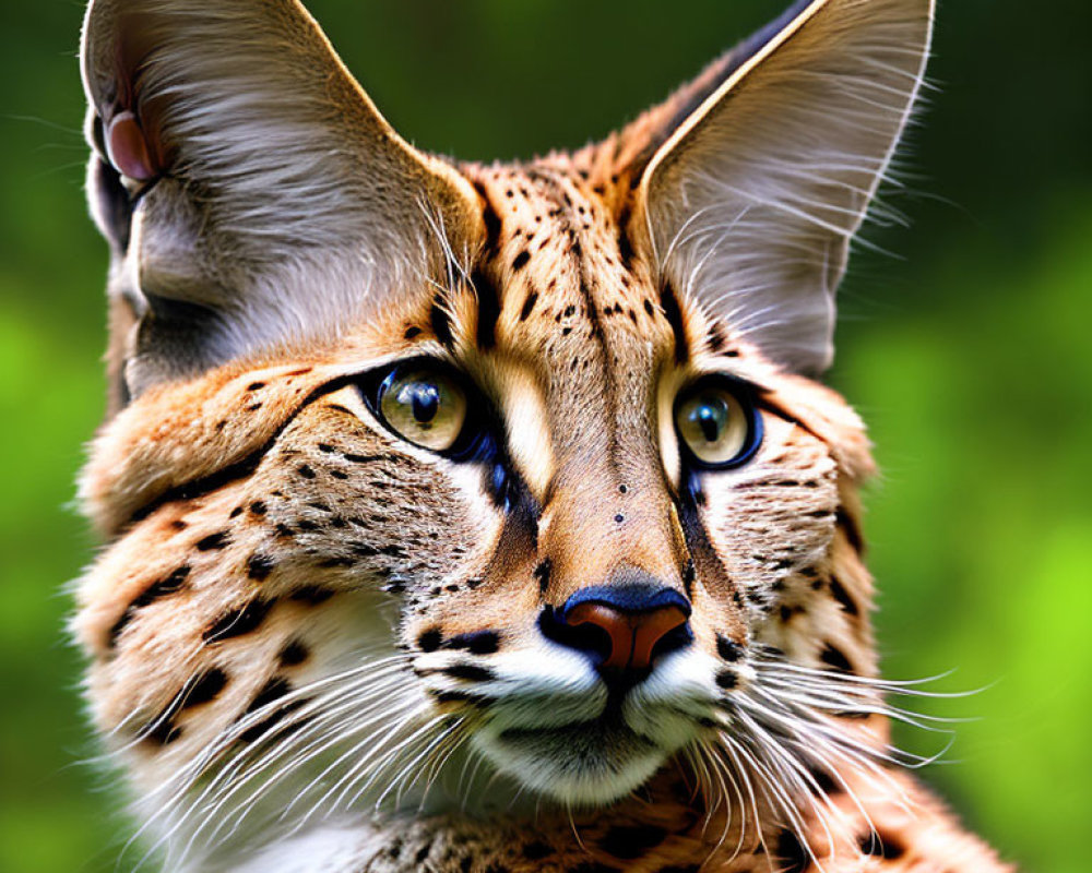 Serval with Large Ears and Yellow Eyes in Close-up Shot