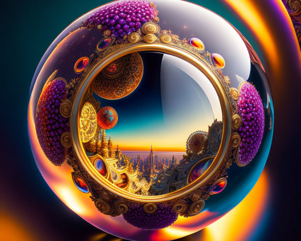 Colorful Surrealistic Digital Artwork of Spherical Structure