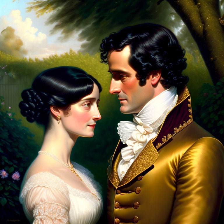 Vintage Couple Illustration in Elegant Attire