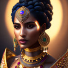 Traditional Indian Jewelry Adorned Woman with Dramatic Makeup