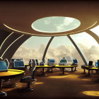 Futuristic Control Room Overlooking Martian Landscape