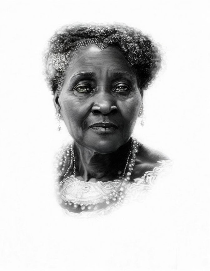 Elderly Woman Portrait in Black and White