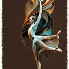 Abstract digital artwork of female dancer with flowing lines and curves