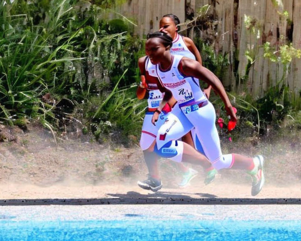 Athlete Running Through Water Splashing Droplets