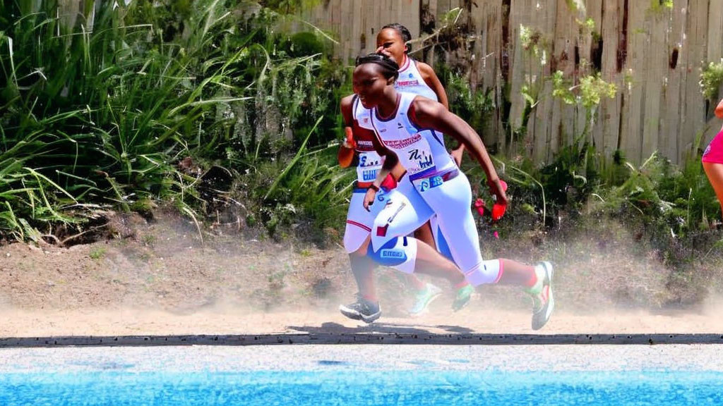 Athlete Running Through Water Splashing Droplets