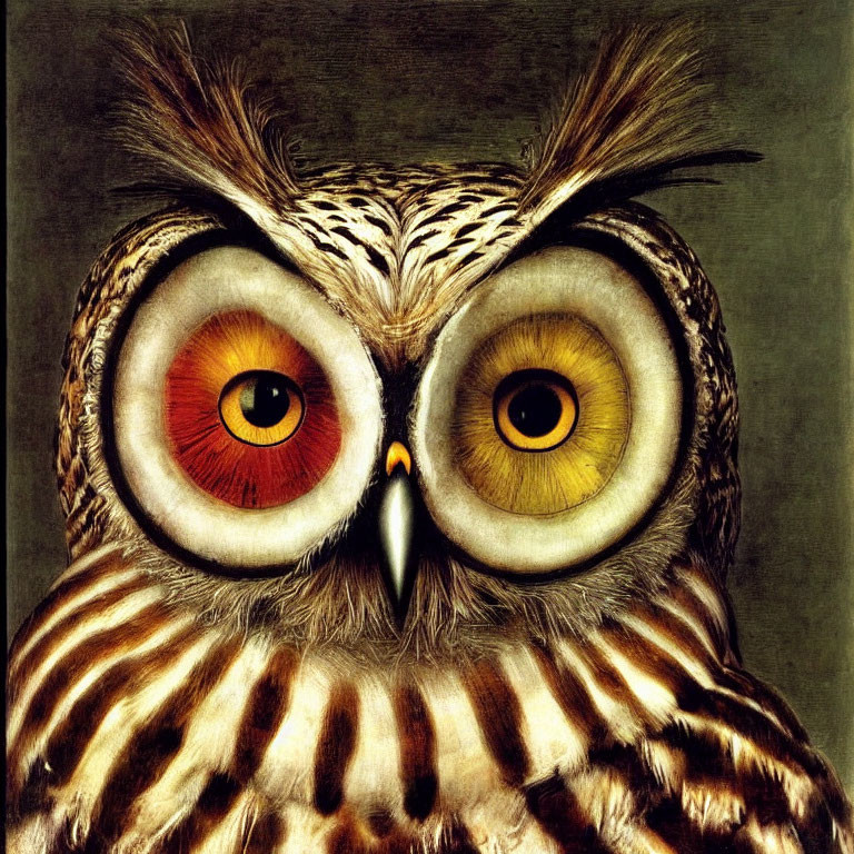 Vivid Orange and Yellow-Eyed Owl Illustration on Dark Background