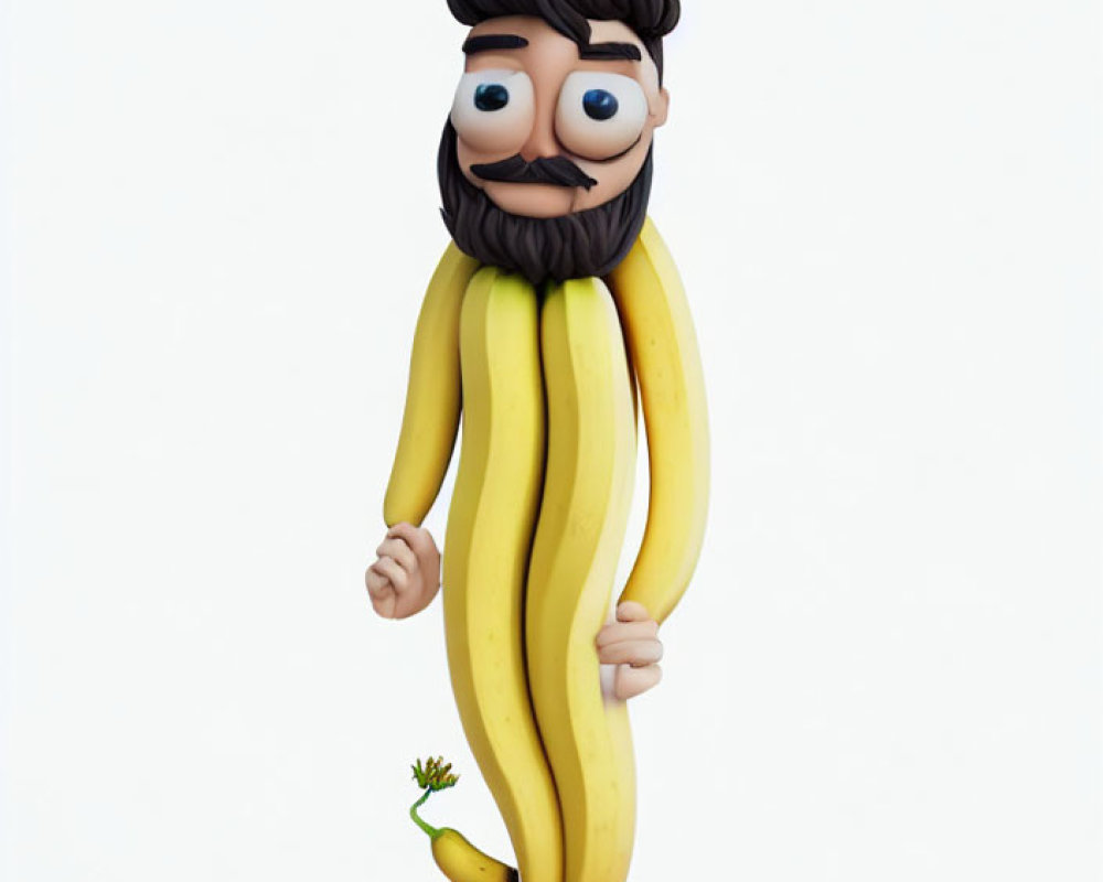 Man with Beard and Banana Body Illustration