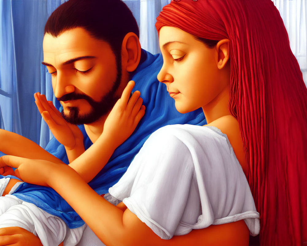 Artwork: Man with Beard and Woman with Red Hair in Classic Robes